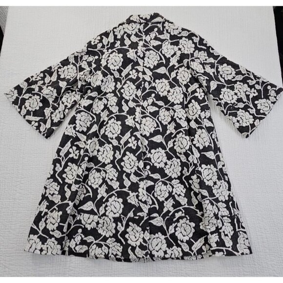 Newport News Overcoat Women's Size 12 Black White Floral Pockets Lined EUC - Picture 8 of 12